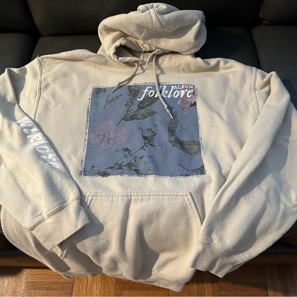 Taylor Swift folklore album August Slipped Away Beige Hoodie Size Medium